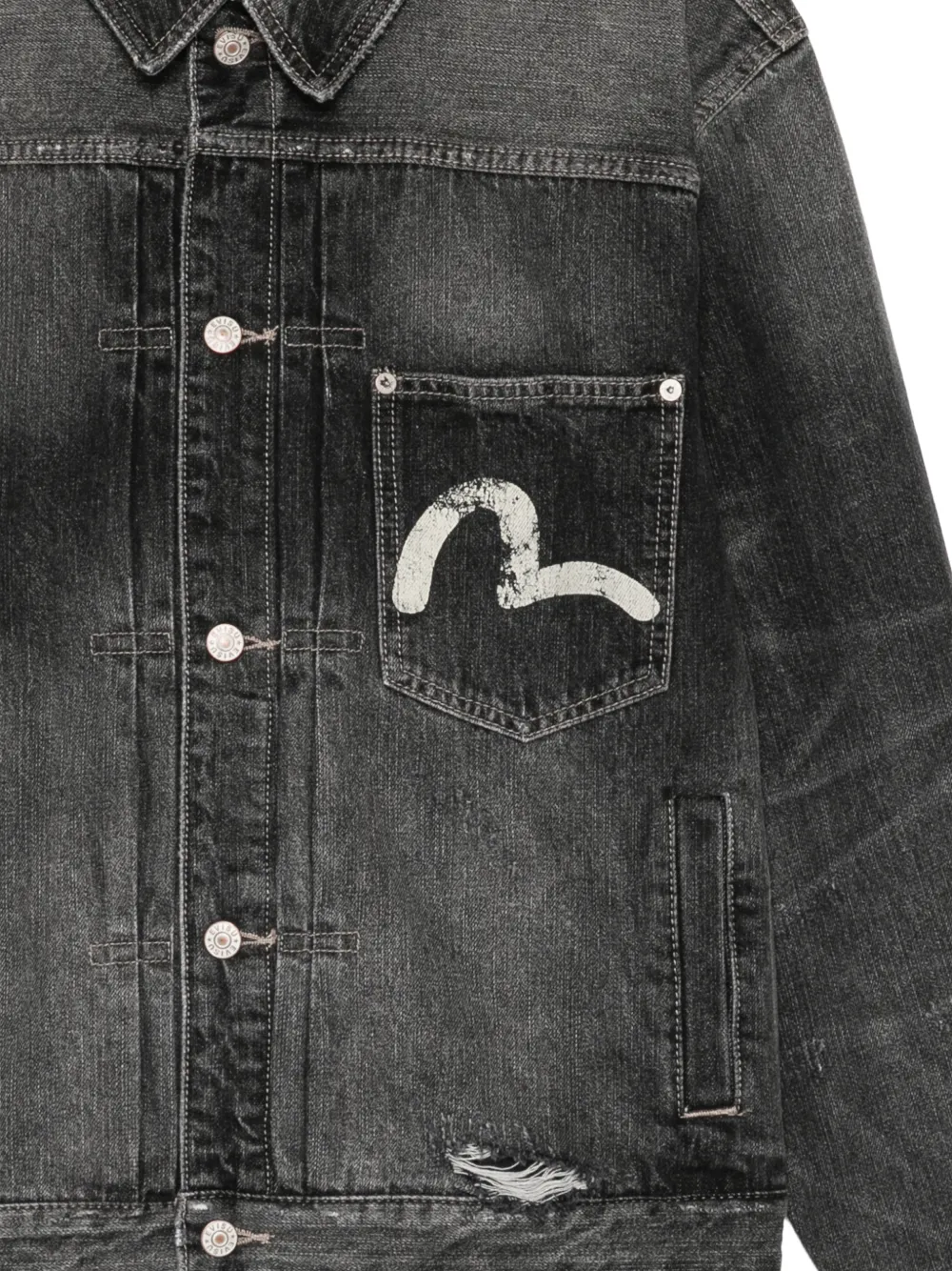EVISU Ebisu denim jack Zwart