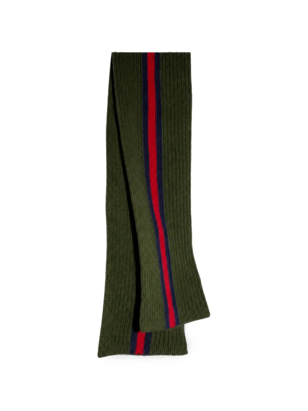 Gucci Kids Geribbelde sjaal met Web-streep Groen
