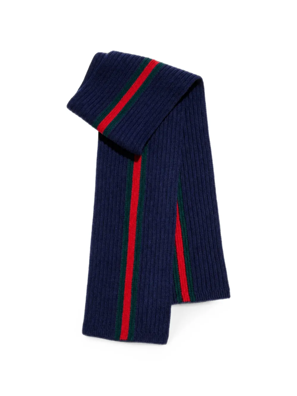 Gucci Kids web stripe ribbed scarf Blauw