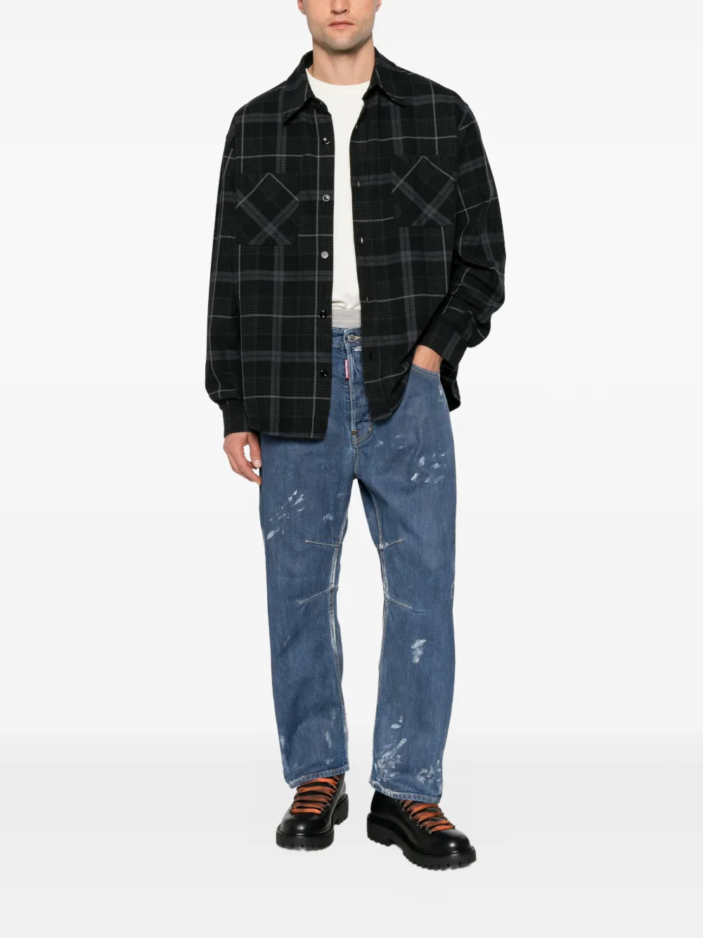 DSQUARED2 Kawaii gerafelde jeans met verfspatten Blauw