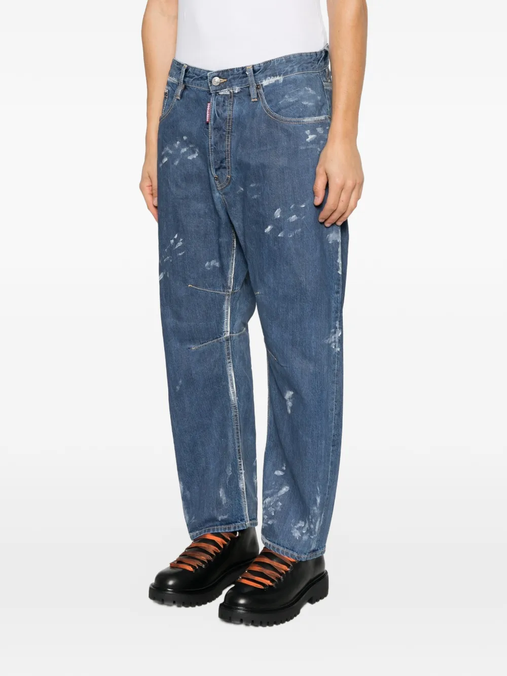 DSQUARED2 Kawaii gerafelde jeans met verfspatten Blauw