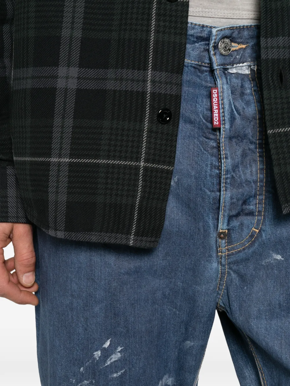 DSQUARED2 Kawaii gerafelde jeans met verfspatten Blauw