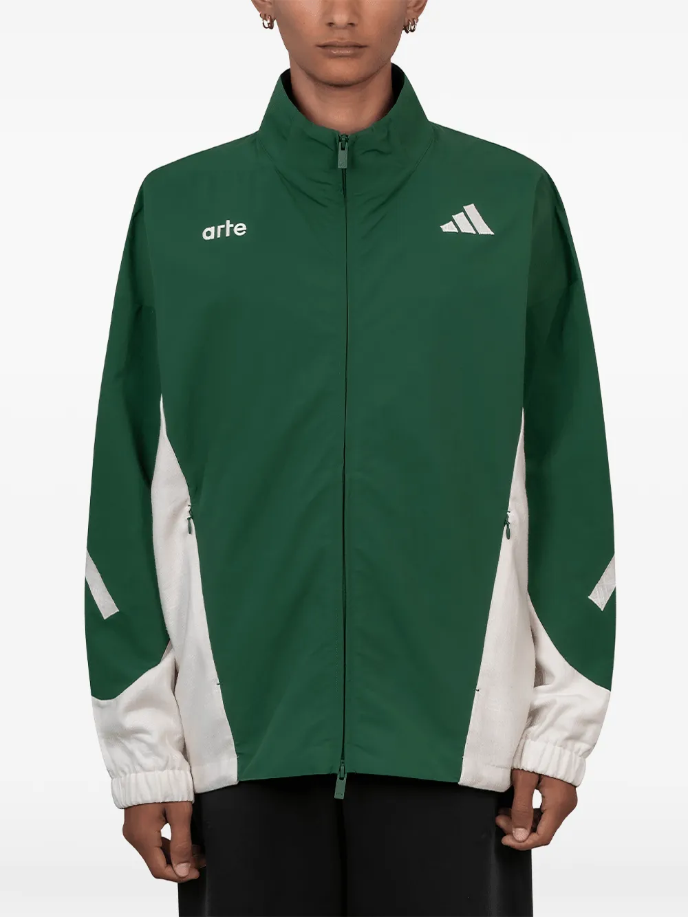 Arte Antwerp X Adidas Z.n.e. Material Mix Logo-print Track Jacket In Green