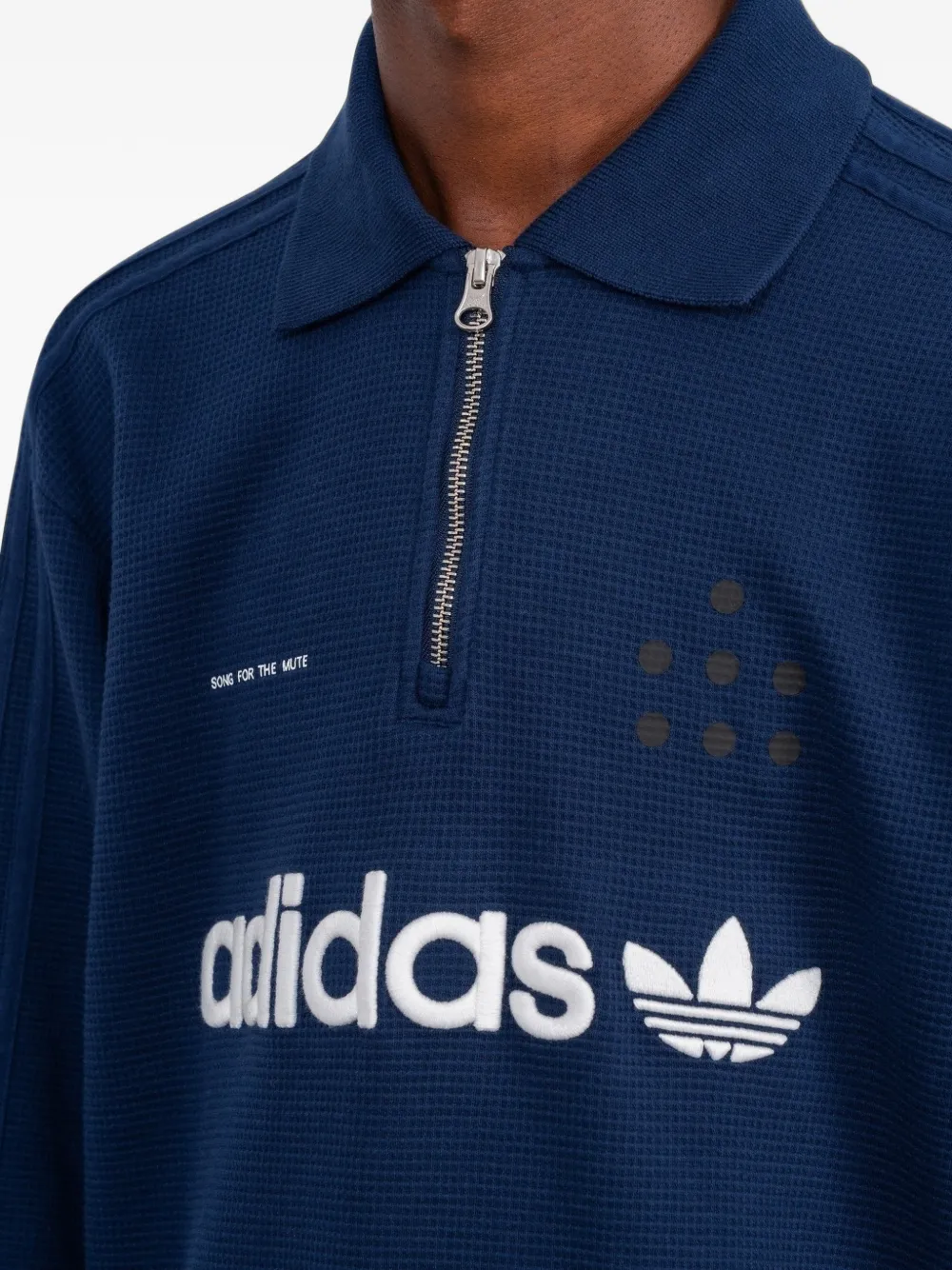 adidas x Song for the Mute quarter-zip polo shirt Blauw
