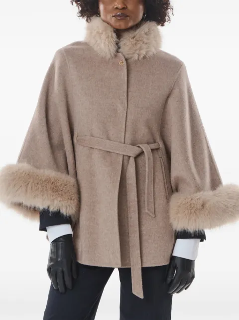 Giovanni Paris Niki faux-fur trim belted coat