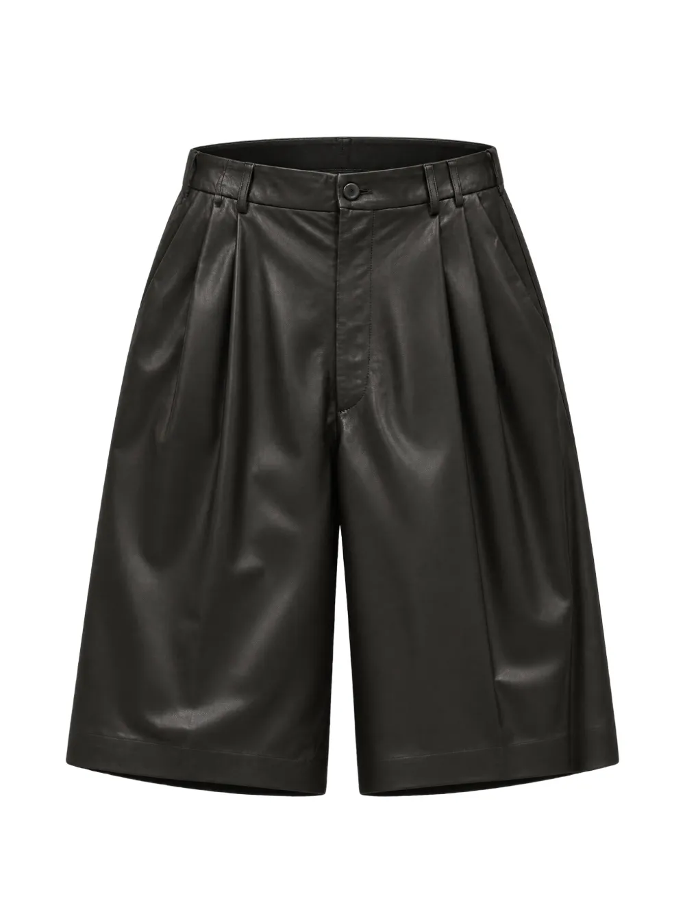 Anna Maria Paletti pleated leather shorts - Schwarz