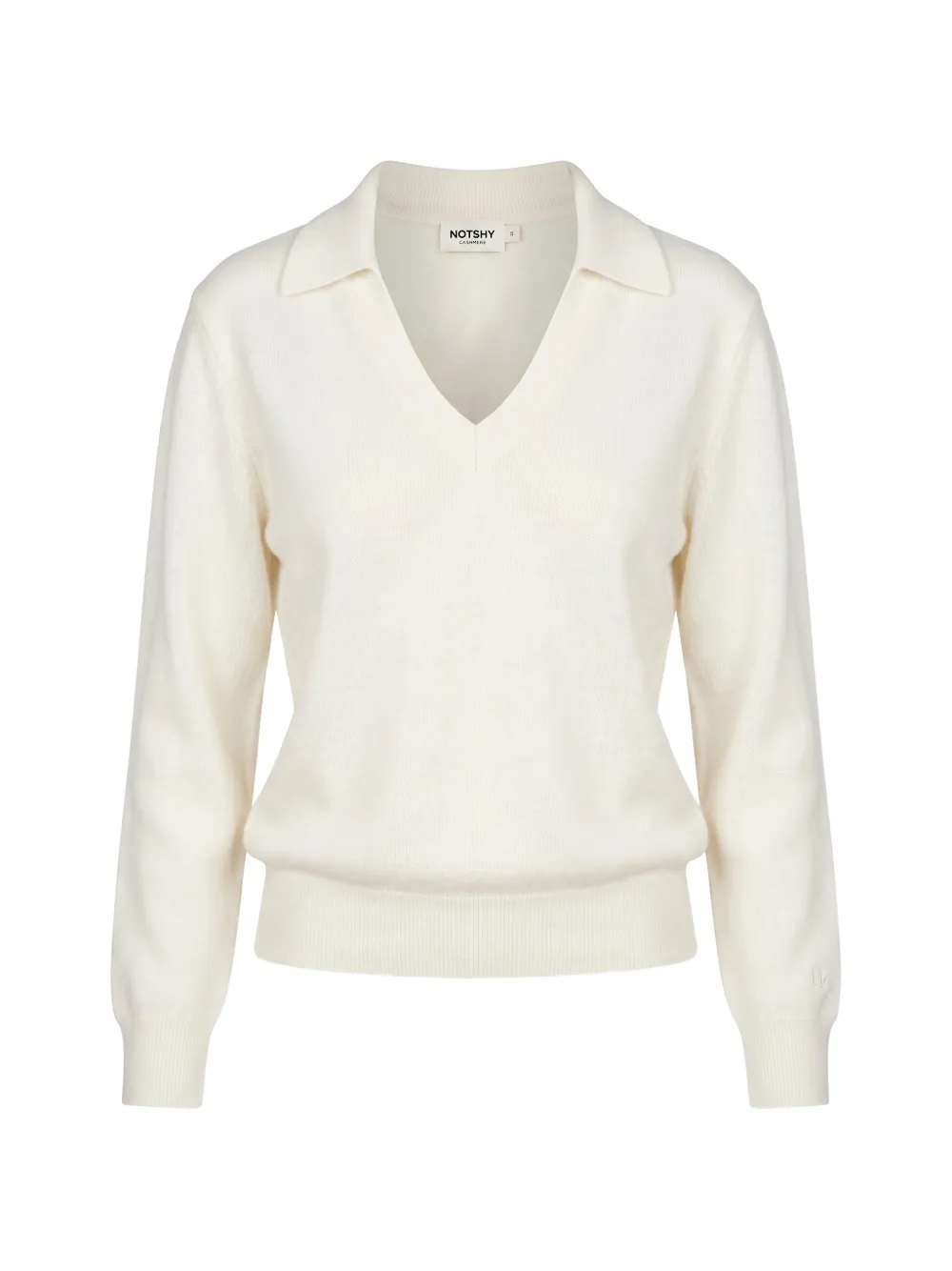Not Shy Palmer V-neck Spread-collar Sweater In 뉴트럴