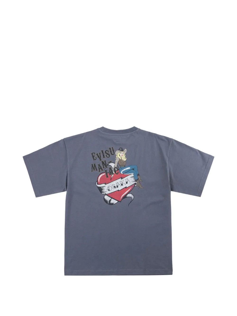 EVISU Heart Cowgirl T-shirt met grafische print Blauw