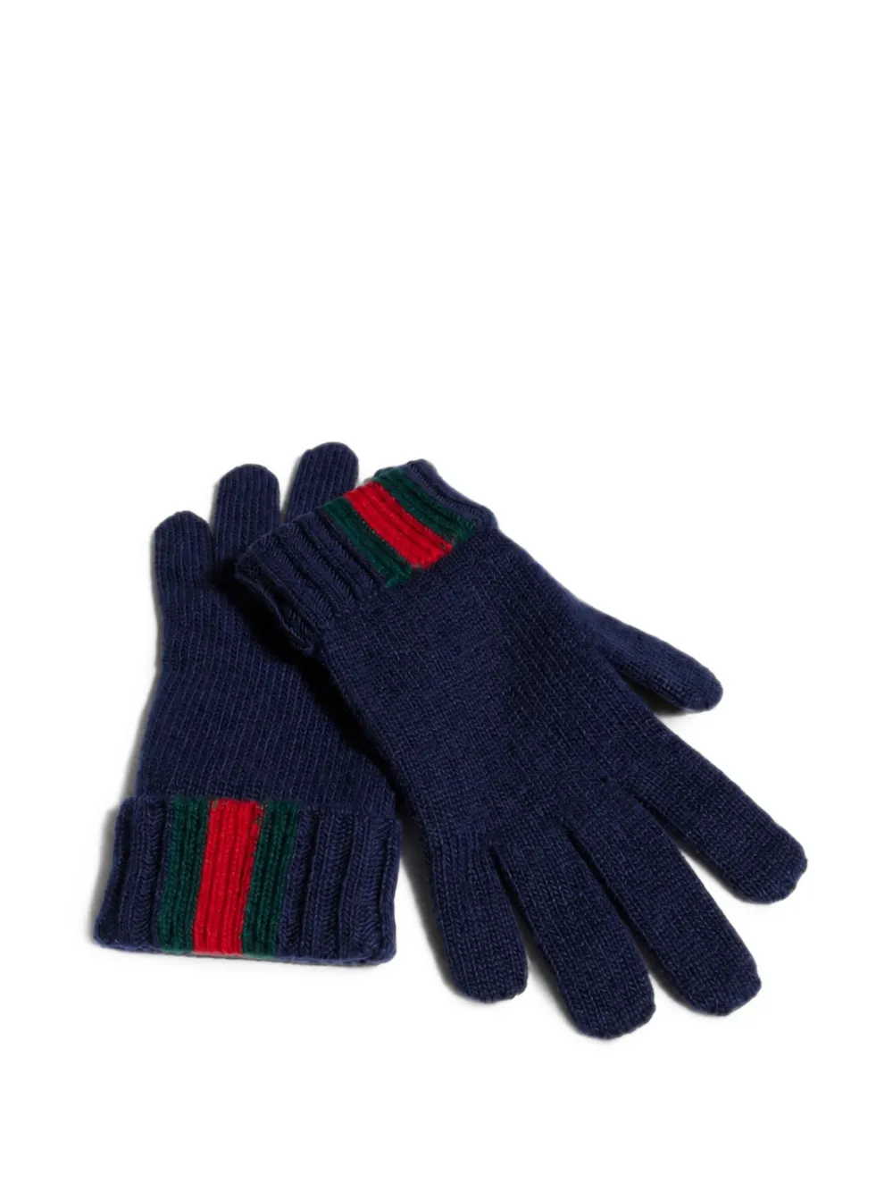 Gucci Kids Gebreide handschoenen met Web-detail Blauw