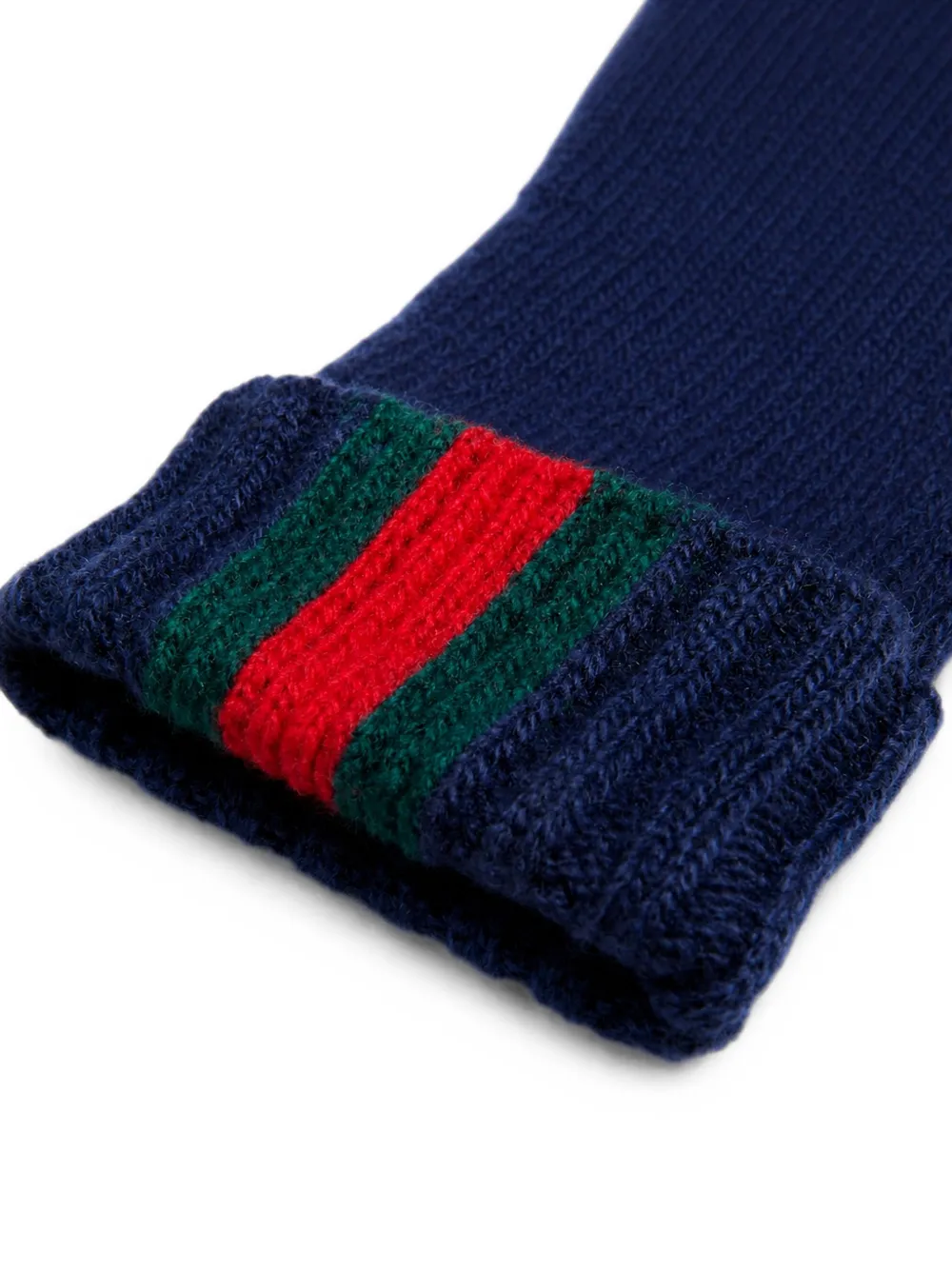 Gucci Kids Gebreide handschoenen met Web-detail Blauw