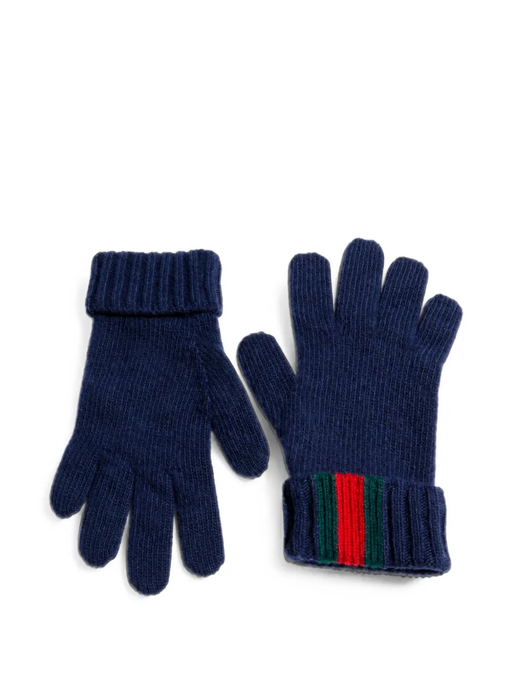 Gucci Kids Gebreide handschoenen met Web-detail Blauw