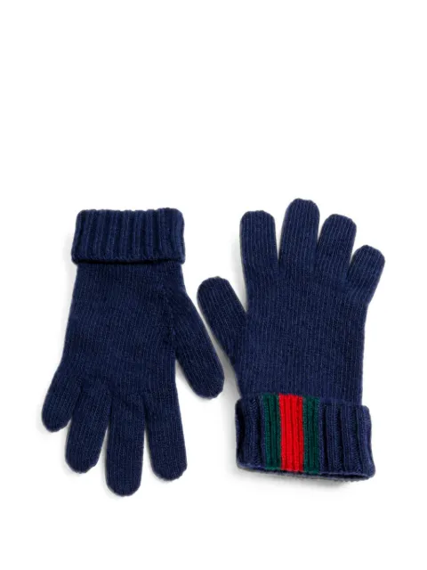 Gucci Kids Web-detail knitted gloves