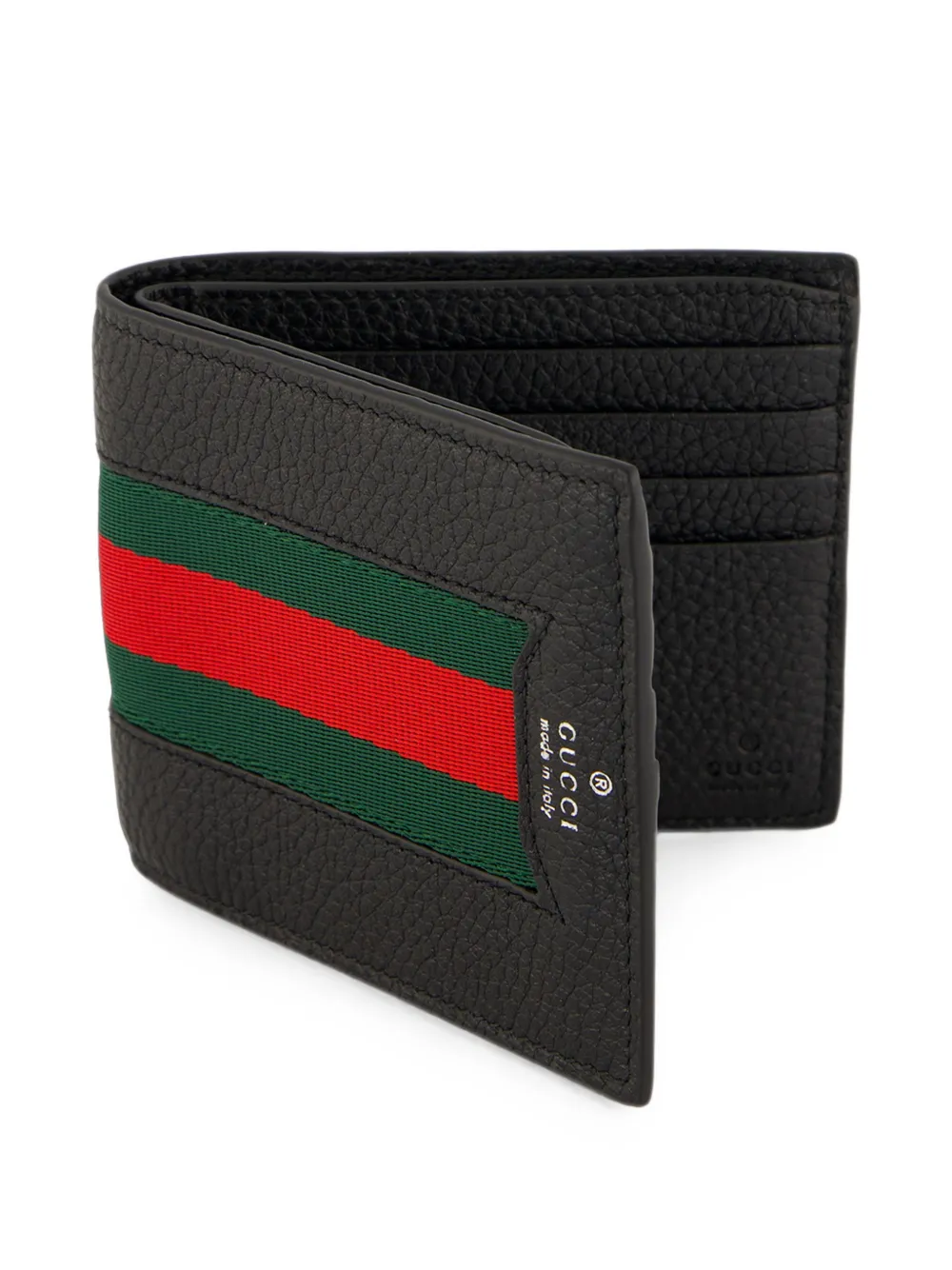 Gucci Leren portemonnee met Web-streep Zwart