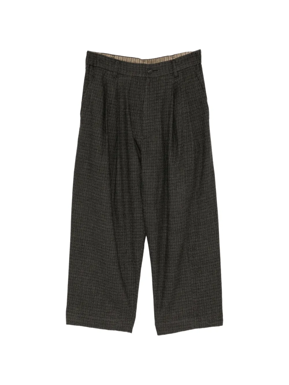 Ziggy Chen Checked Pleated Trousers In Black