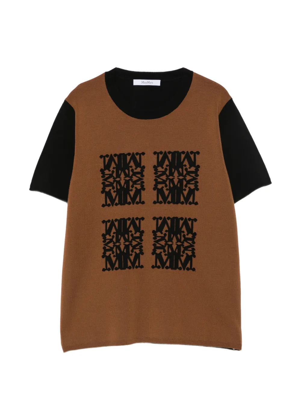 Max Mara logo-embroidered two-tone T-shirt Bruin
