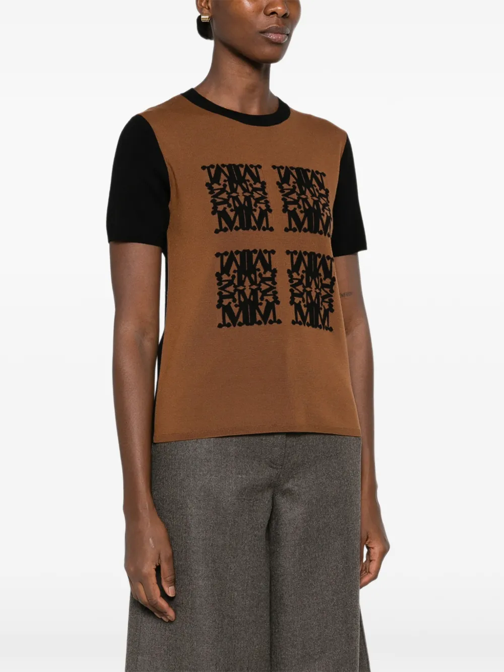 Max Mara logo-embroidered two-tone T-shirt Bruin