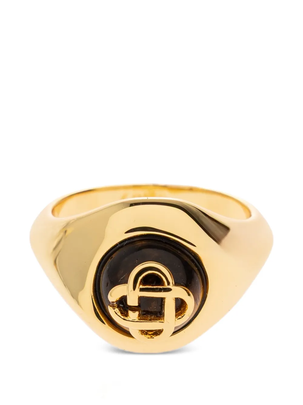 Casablanca logo-plaque stone-embellished ring - Oro