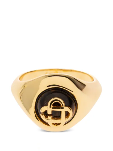 Casablanca logo-plaque stone-embellished ring