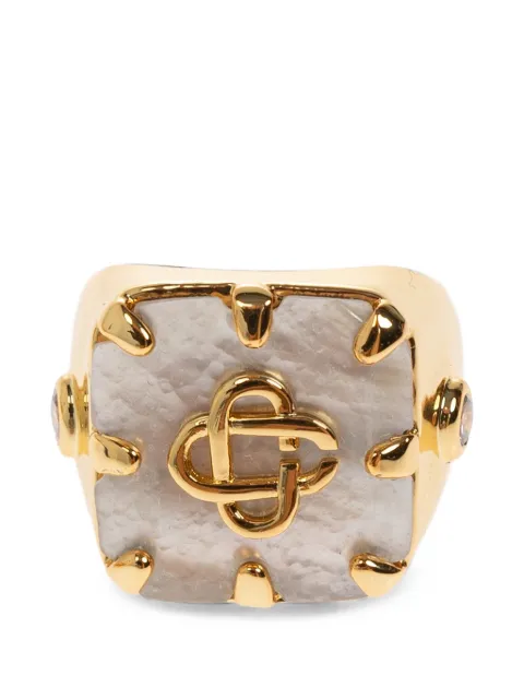 Casablanca logo-plaque signet ring