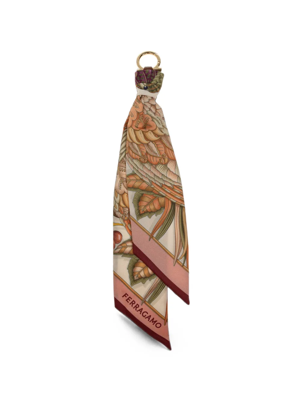 Ferragamo parrot-print scarf keyring - Toni neutri