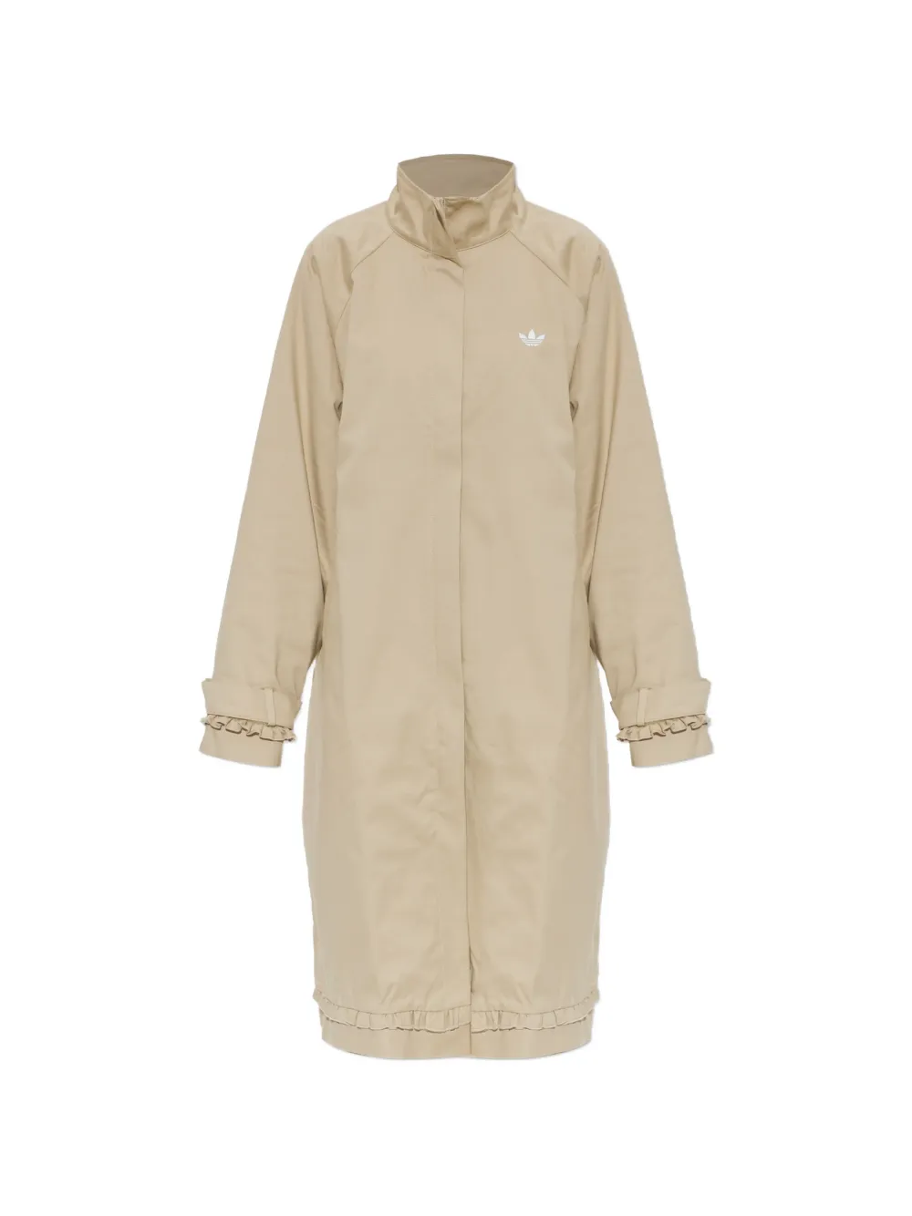 adidas ruffled-trim logo coat - Toni neutri