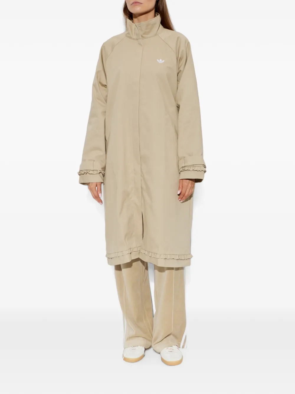 adidas Jas met ruches en logo Beige