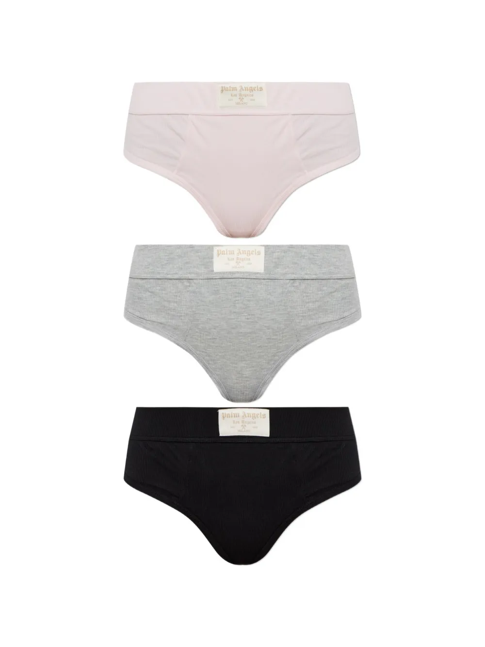 Palm Angels high-waisted ribbed thongs (set of three) - Nero