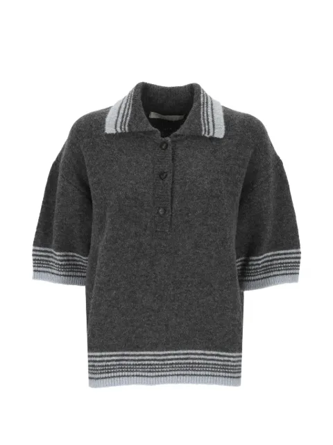 Tela striped-trim polo top