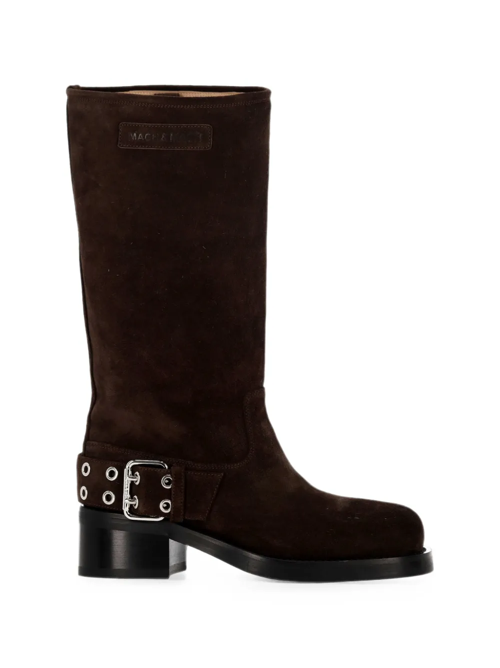 Mach&mach Buckled Suede Knee-high Boots In Brown