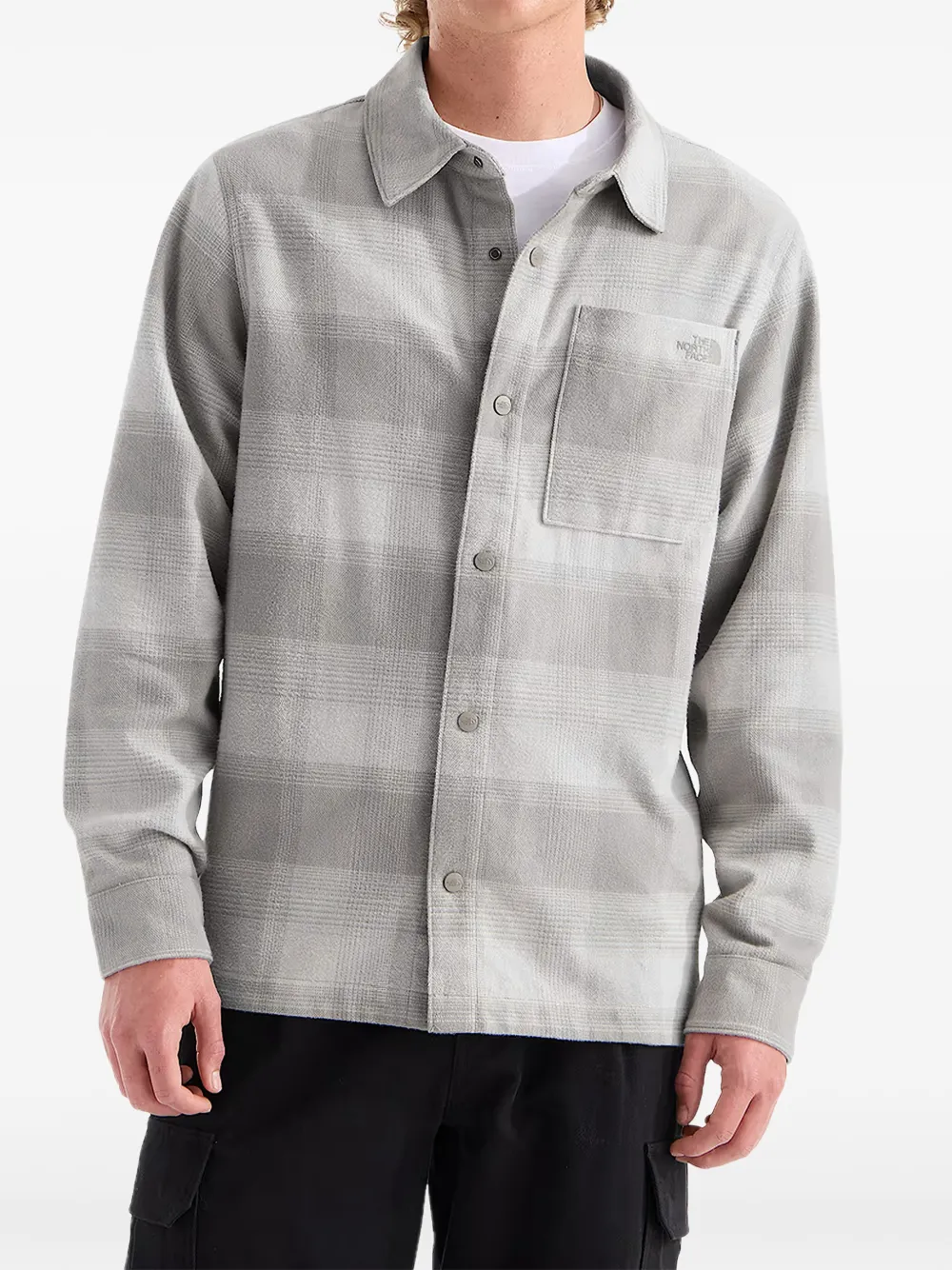 The North Face Forest Flannel snap-front plaid shirt jacket