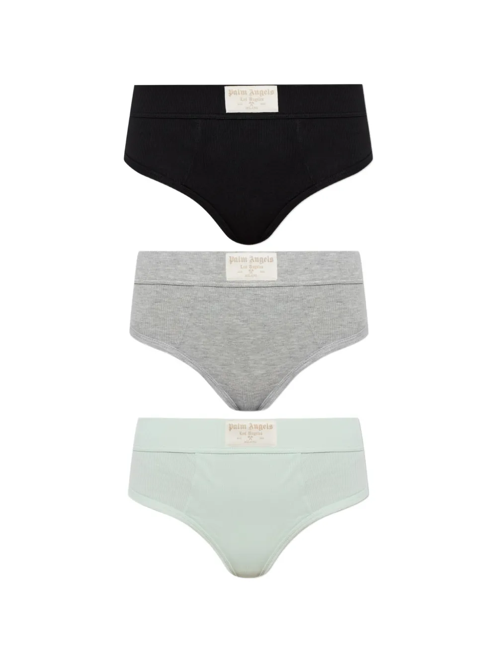 Palm Angels ribbed logo-patch thongs (set of three) - Nero