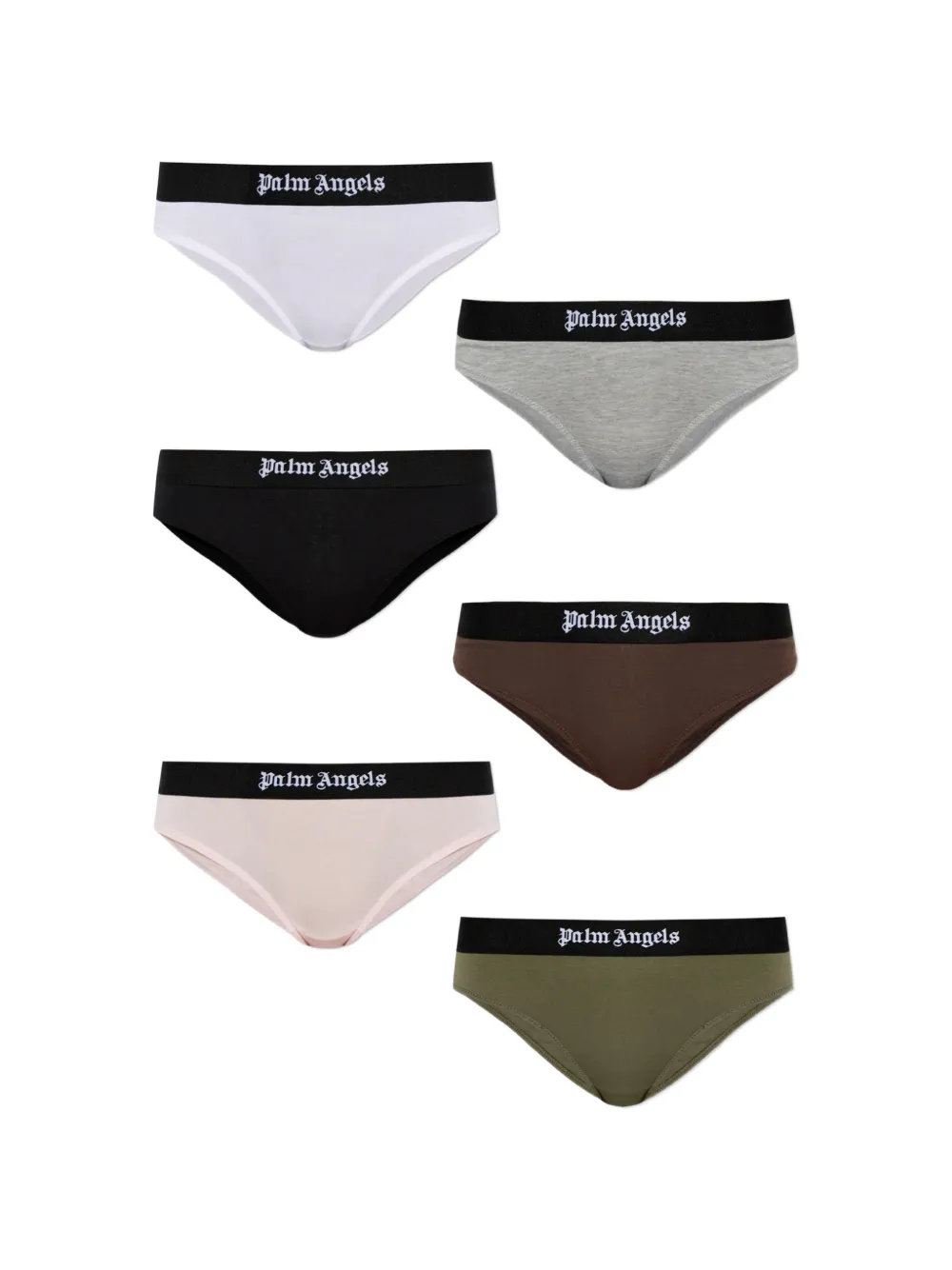 Palm Angels logo-waistband briefs (set of six) - Bianco
