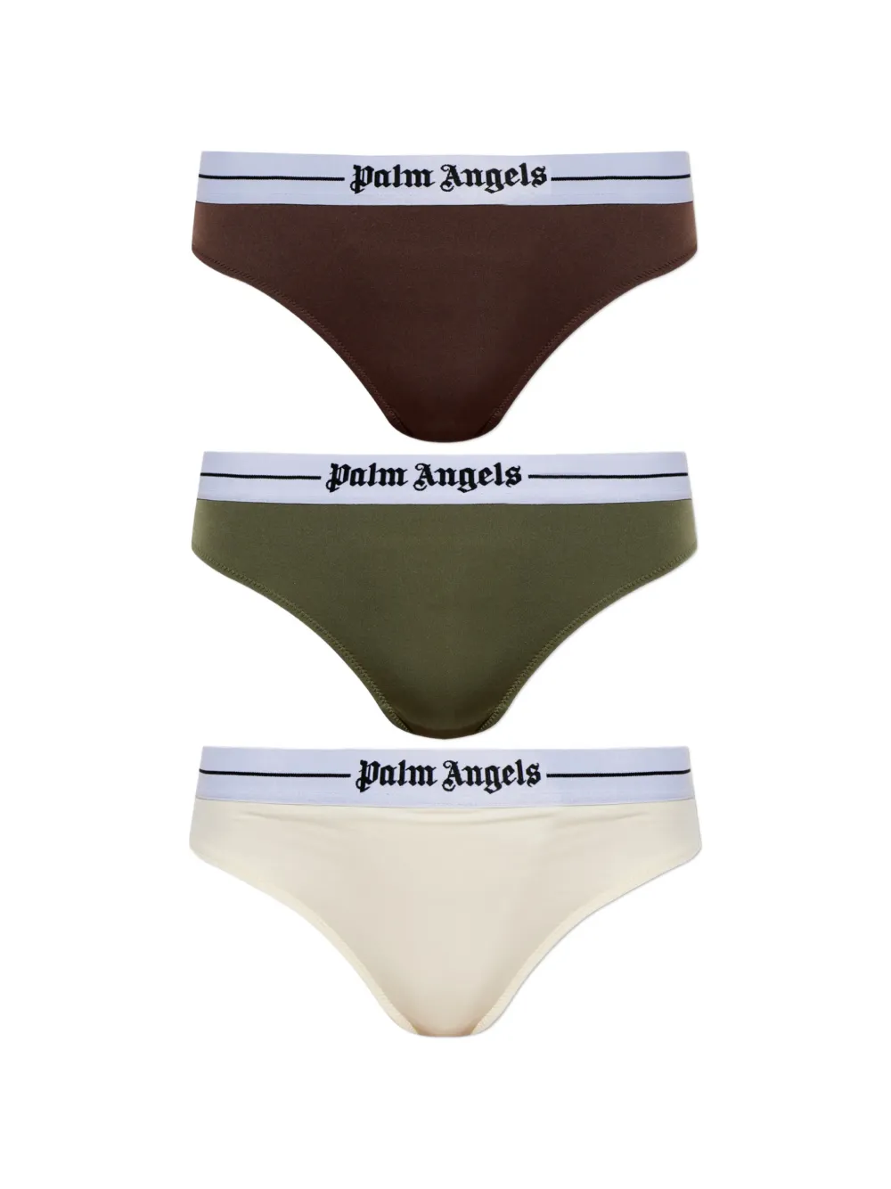 Palm Angels Logo-waistband Thongs In Neutrals