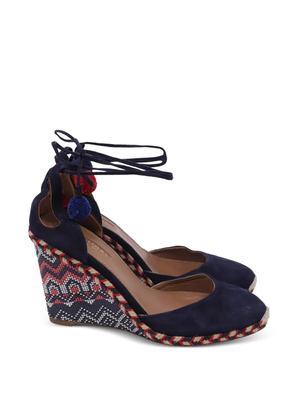 Aquazzura 2010s pom-pom wedge espadrilles - Blu