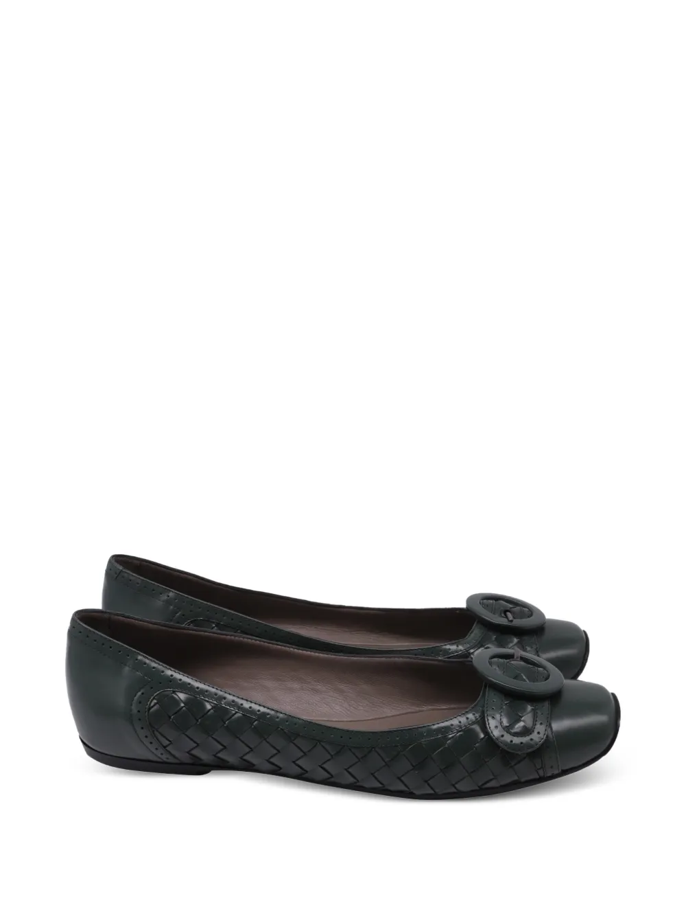 Bottega Veneta Pre-Owned Intrecciato buckled ballet flats - Verde