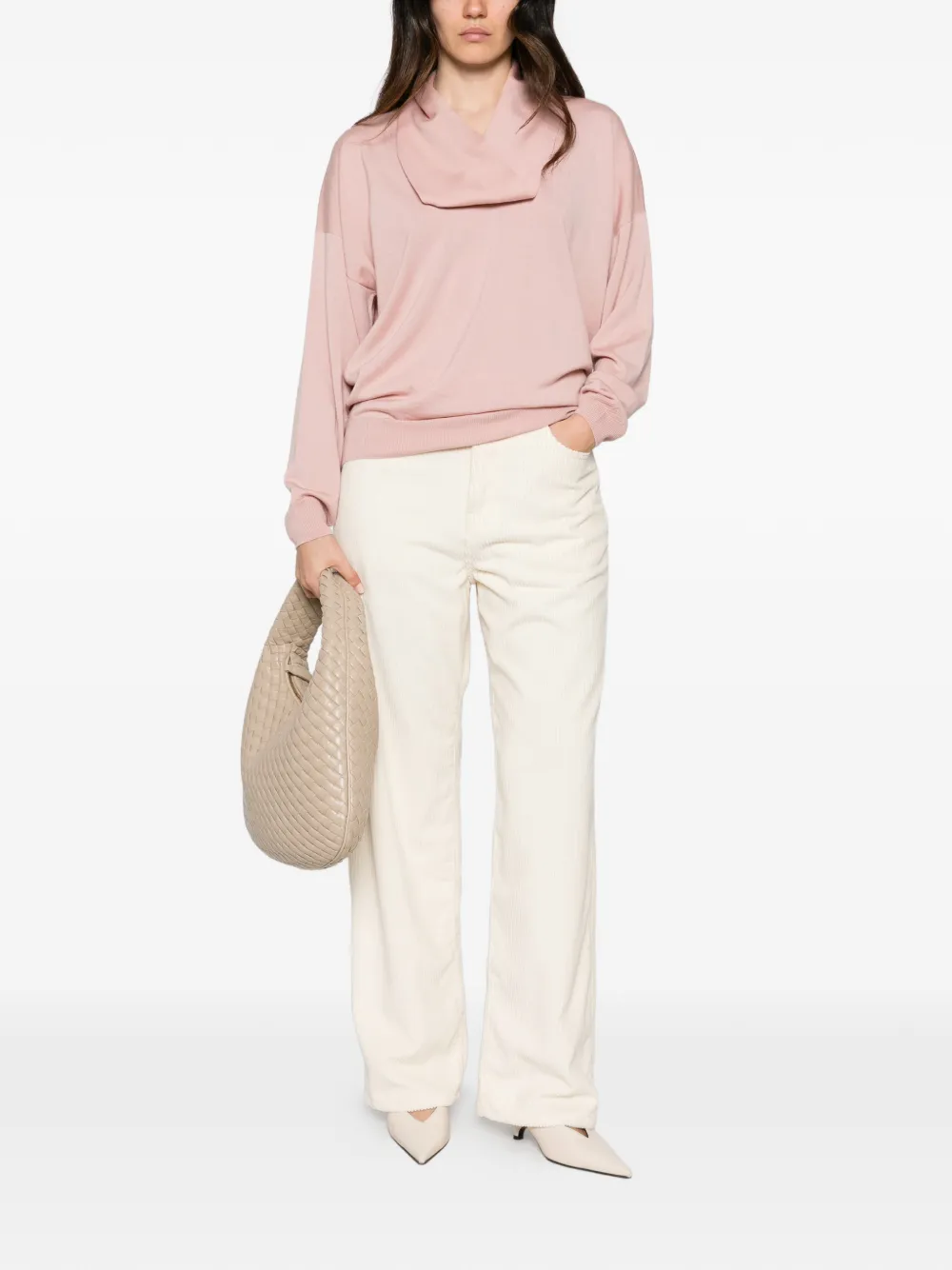 Liviana Conti draped-neck drop-shoulder sweater Roze