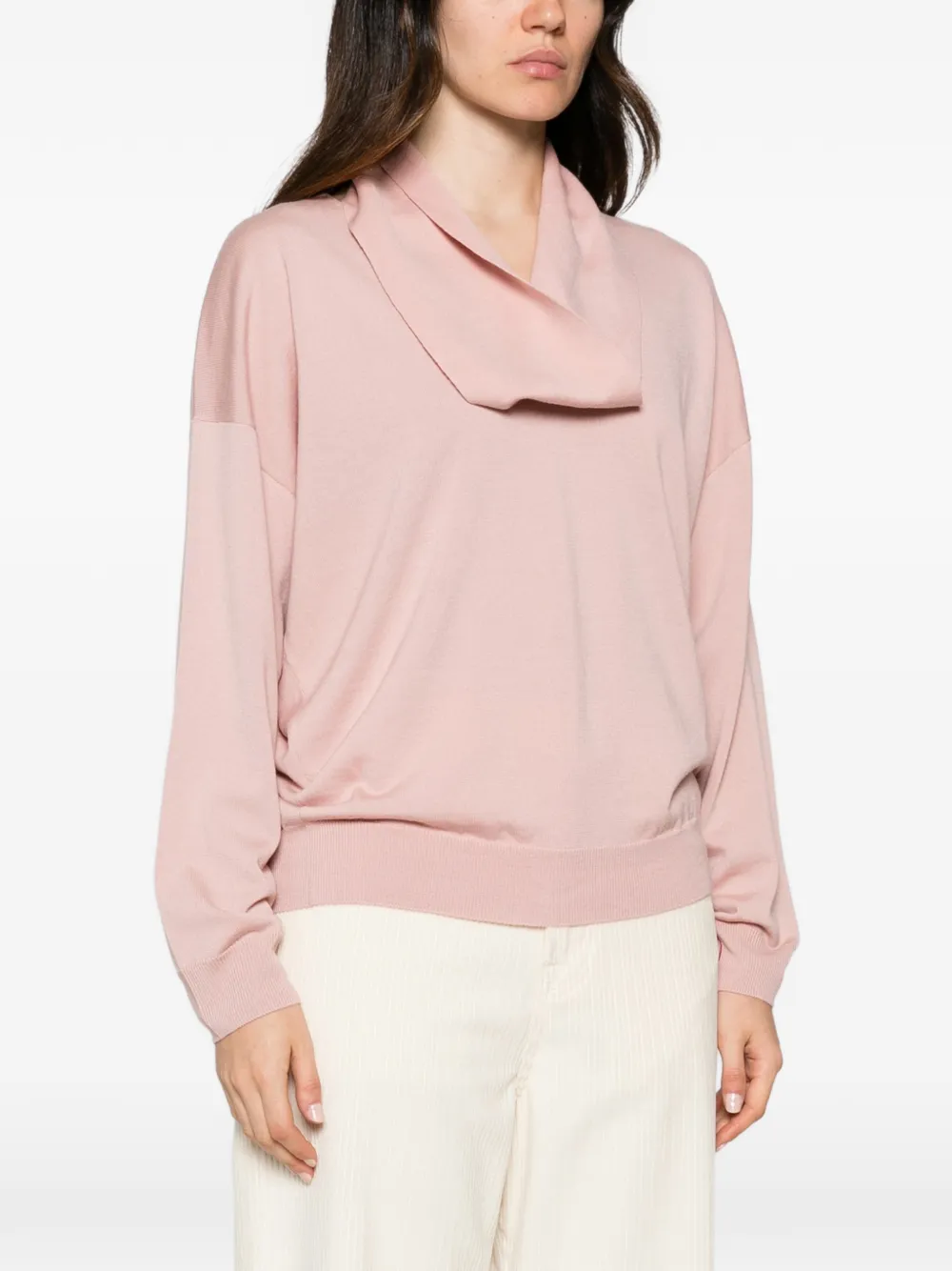 Liviana Conti draped-neck drop-shoulder sweater Roze