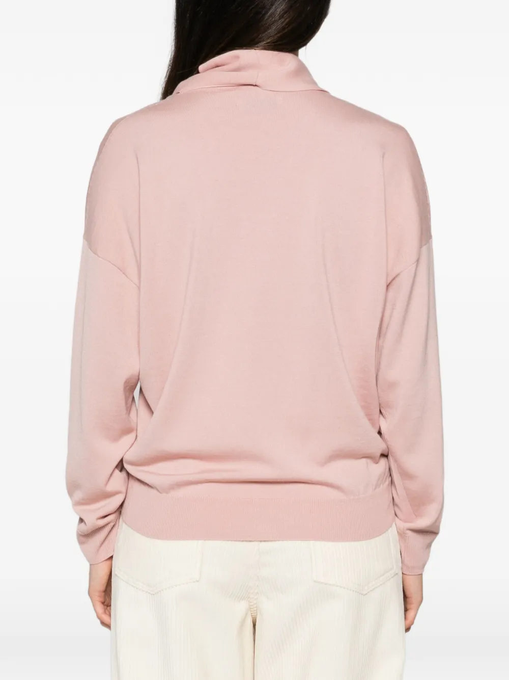 Liviana Conti draped-neck drop-shoulder sweater Roze