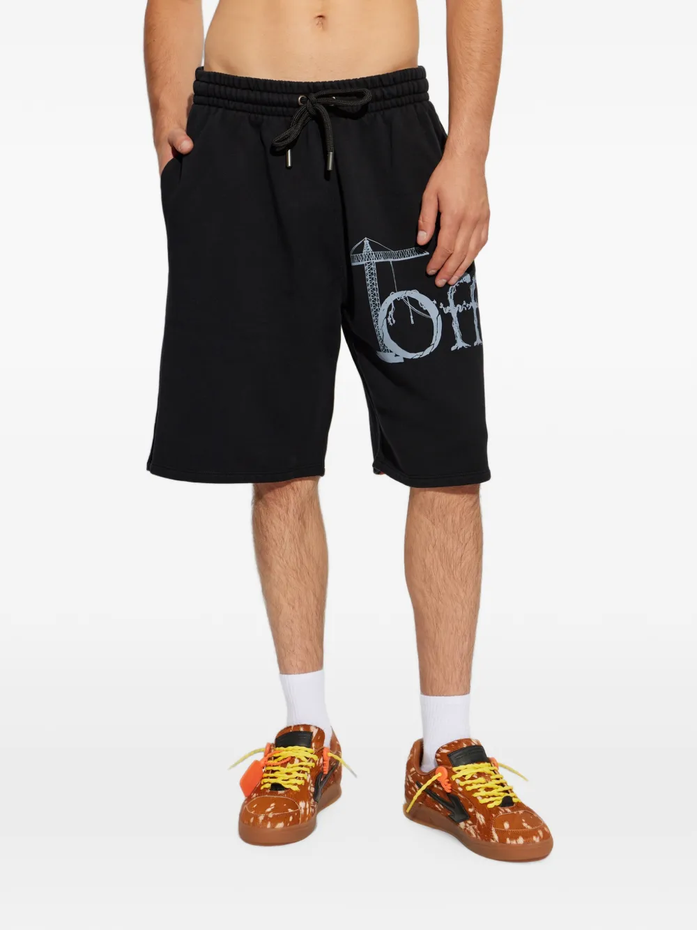 Off-White Katoenen shorts met logoprint Zwart