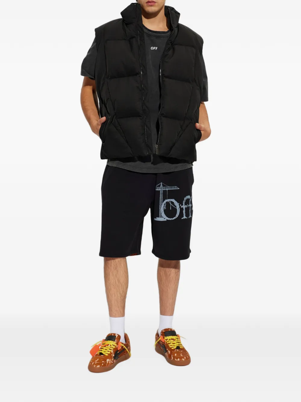 Off-White Katoenen shorts met logoprint Zwart