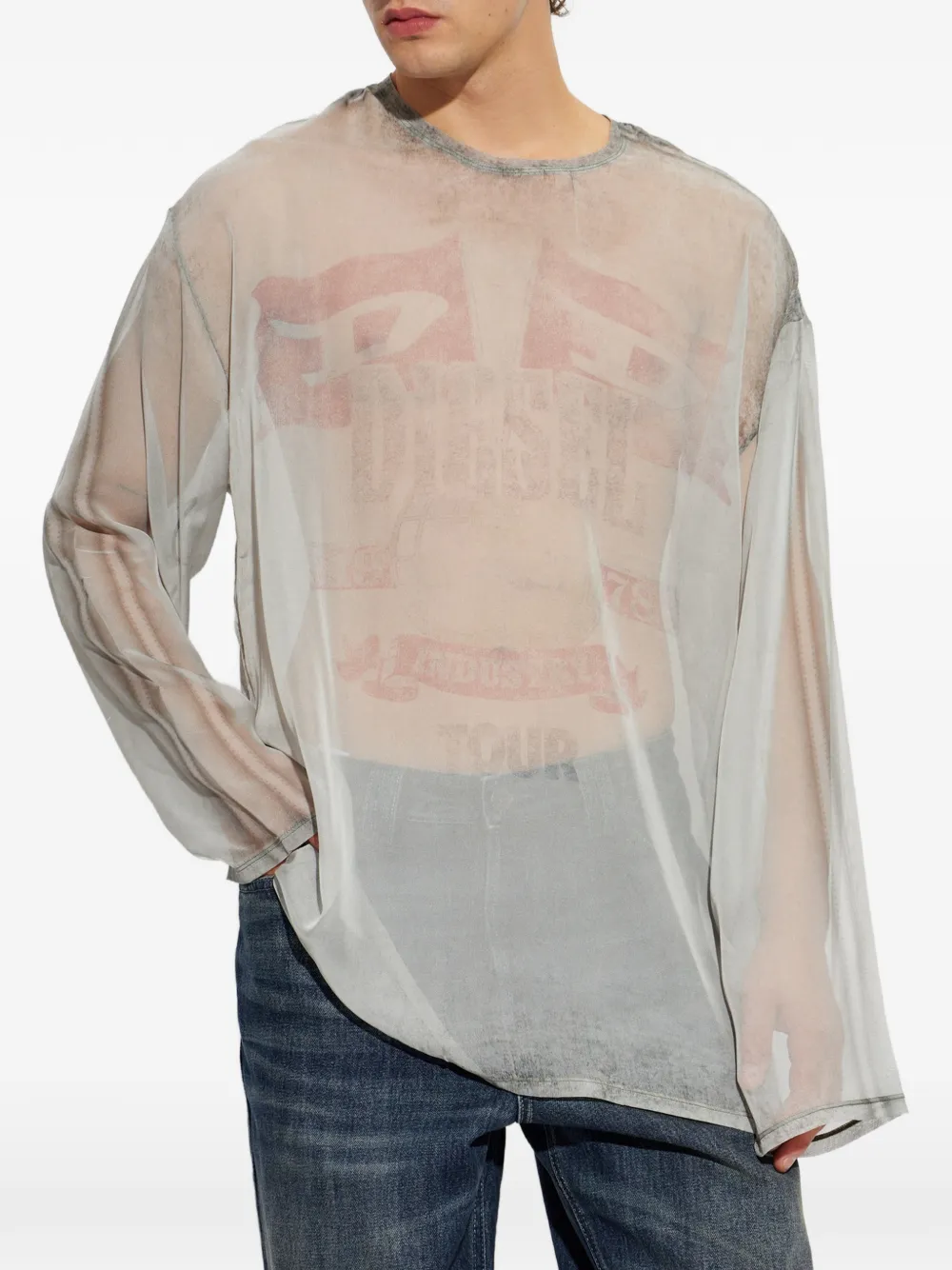 Diesel T-shirt T-Doublex-LS Grijs