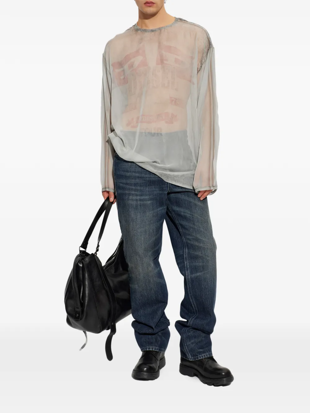 Diesel T-shirt T-Doublex-LS Grijs