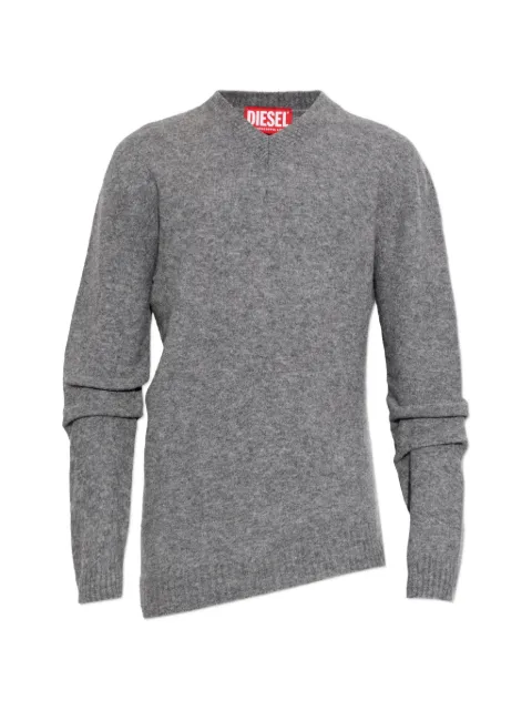Diesel V-neck jumper in wrinkled boiled knit