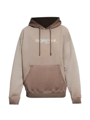 MM6 Maison Margiela numbers-embroidered Fleece Hoodie | Brown