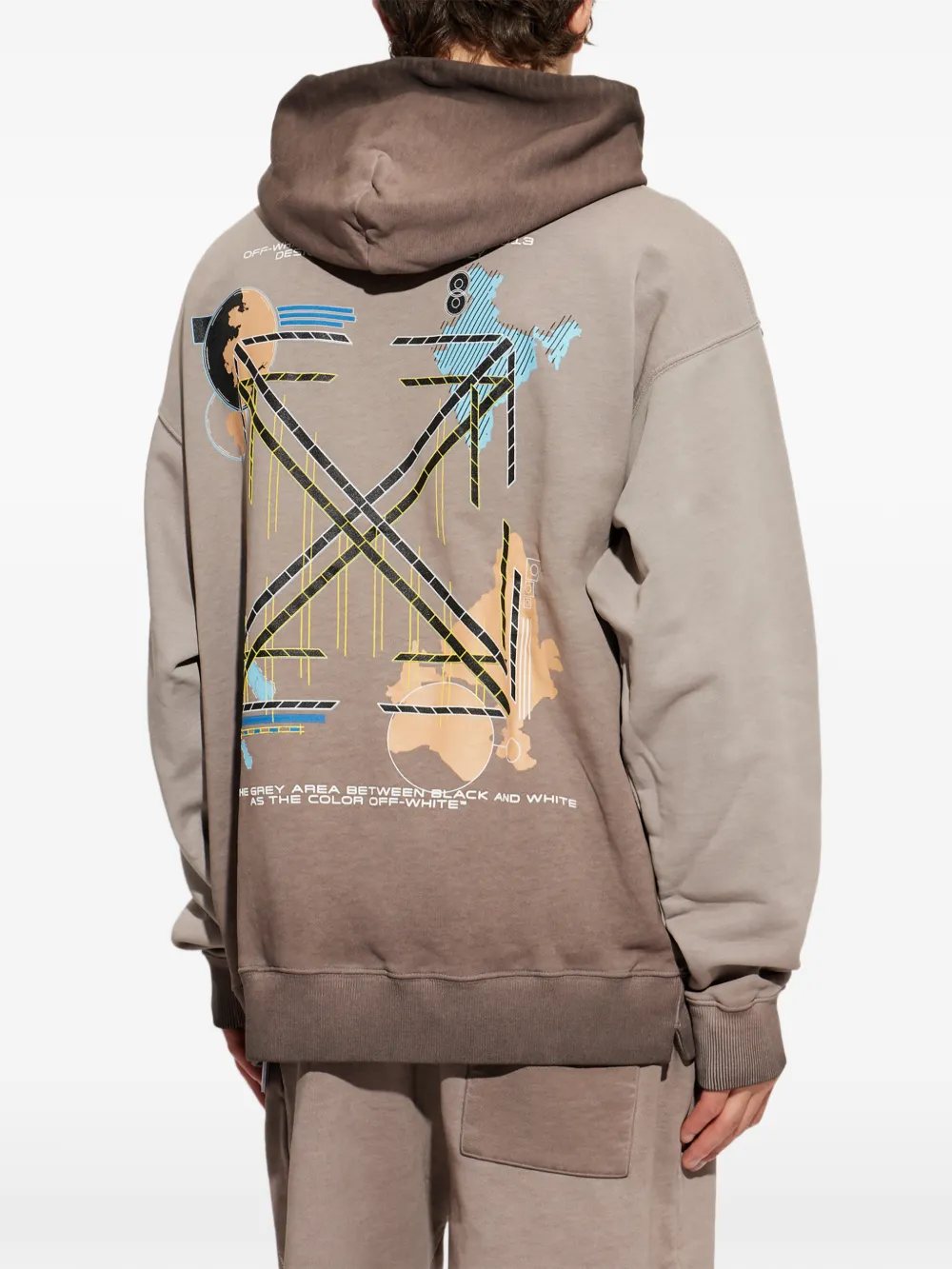 Off-White Hoodie met pijlprint Bruin