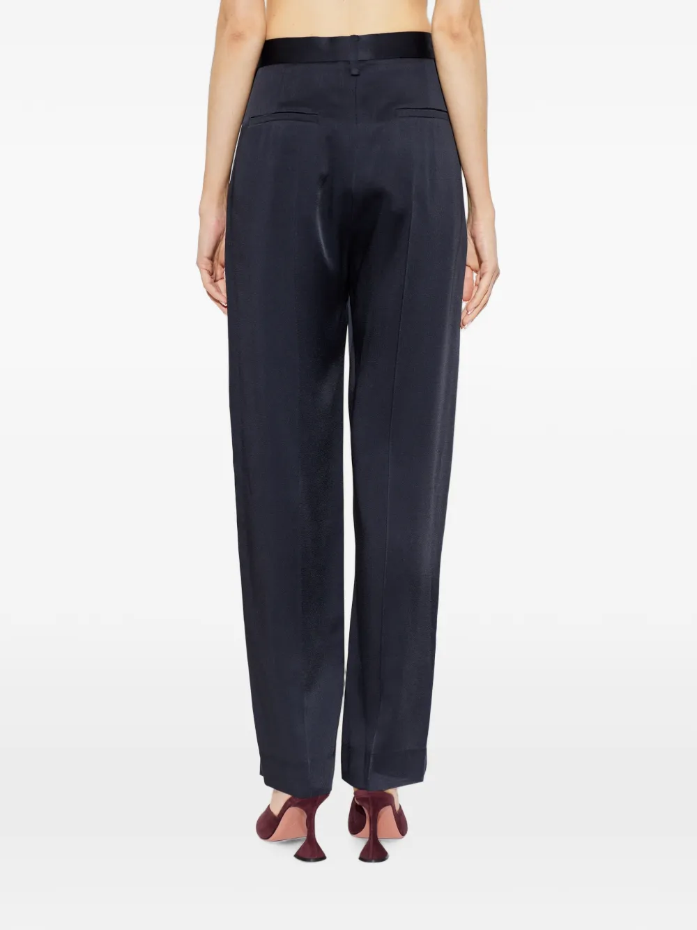 Victoria Beckham Cecilia satijnen plooibroek Blauw