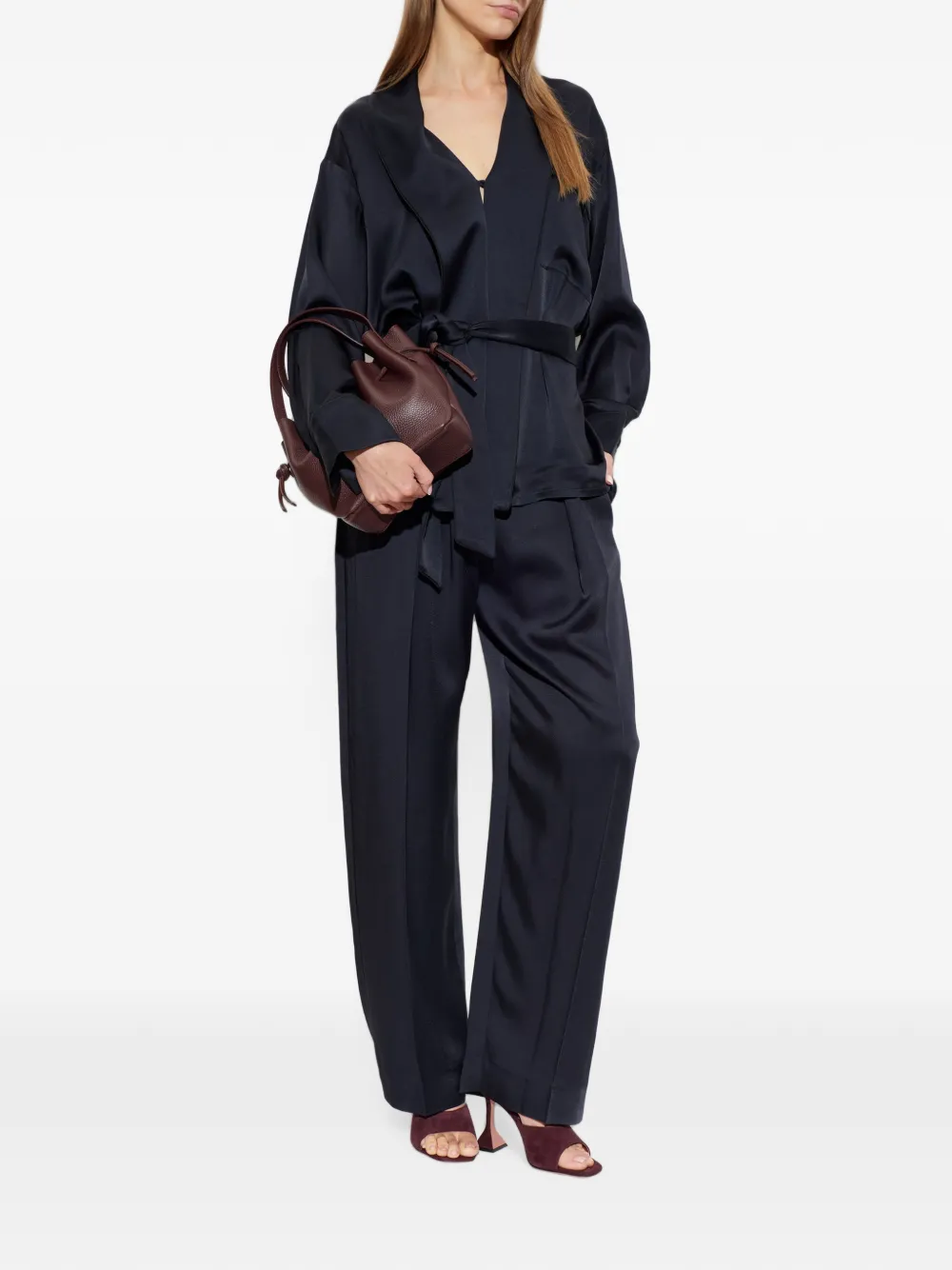 Victoria Beckham Cecilia satijnen plooibroek Blauw