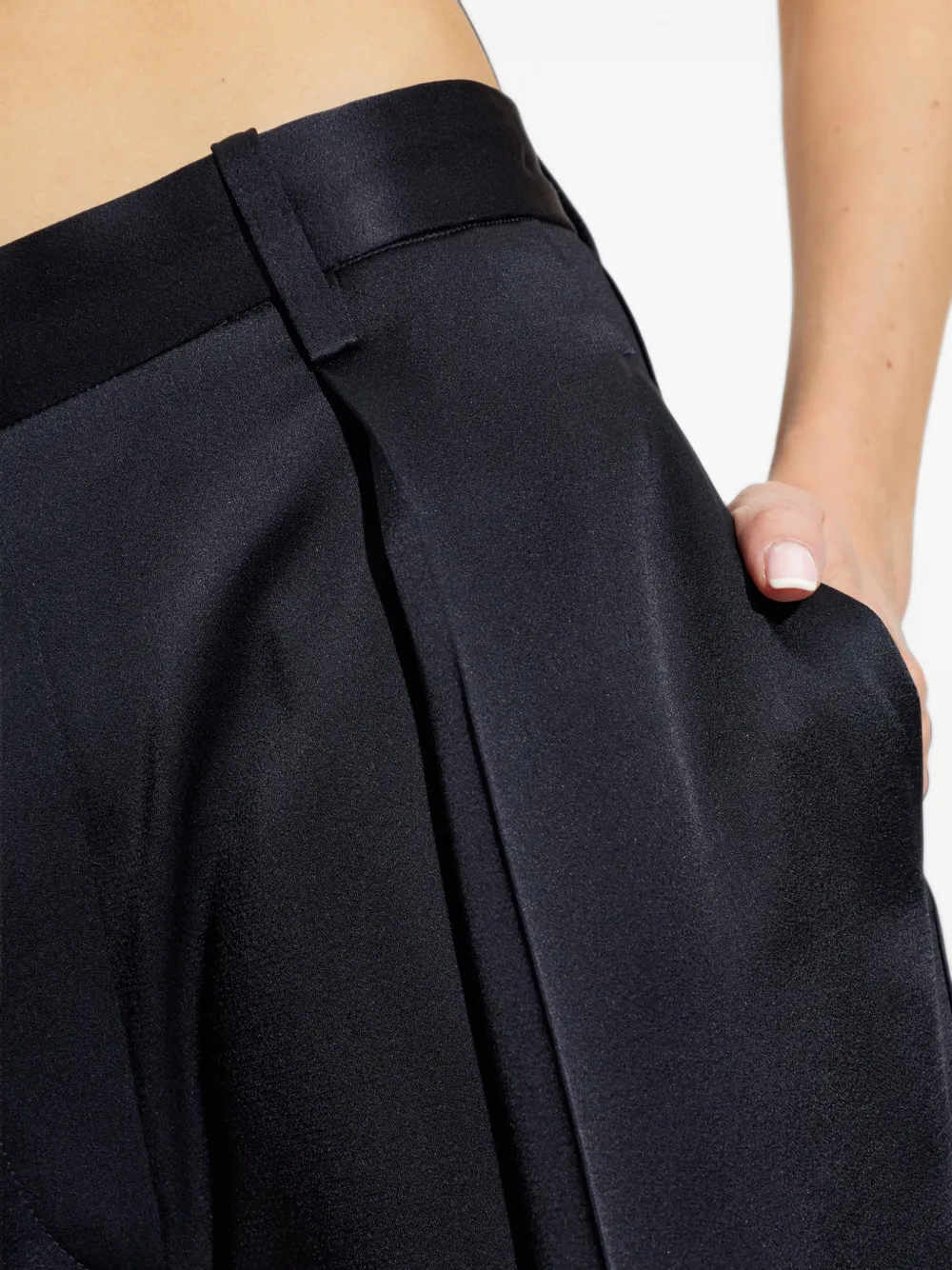 Victoria Beckham Cecilia satijnen plooibroek Blauw
