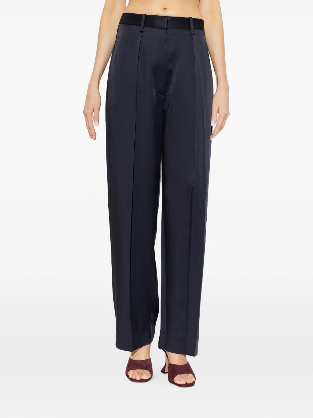 Victoria Beckham Cecilia satijnen plooibroek Blauw