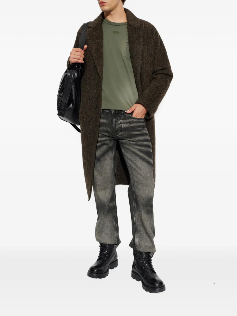 Diesel Geborstelde W-Hull jas Bruin